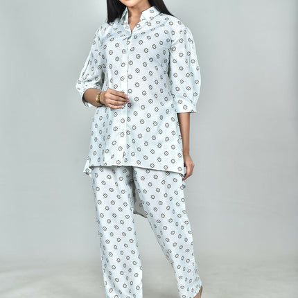 Morchari Digital Print Semi Muslin Co-Ord Set Top & Trouser-Multicolor