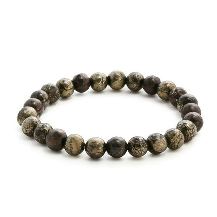 Pyrite Metal Black Round Elastic Bracelet - Ruby Raang