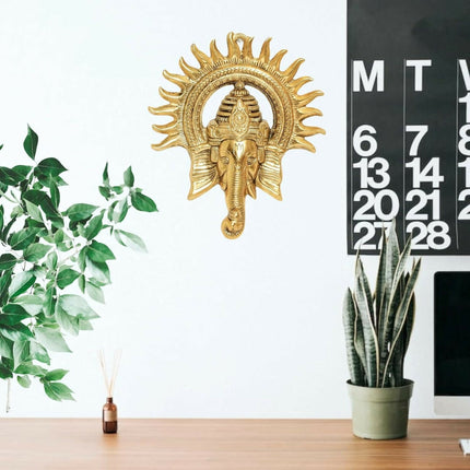 KridayKraft Metal Ganesha ji Statue, Ganpati Wall Hanging Sculpture Lord Ganesh Idol