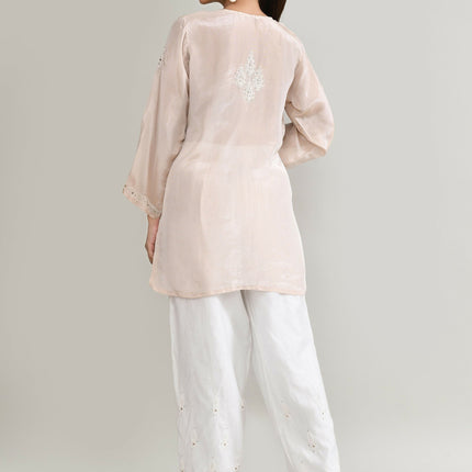 Joban Fashion Womens Cotton ChikanKari Baby Pink Cord set