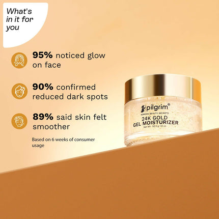 Pilgrim 24k Gold Gel Moisturizer, Reduces Dark Spots, Gives Luxurious Glow, Non-greasy
