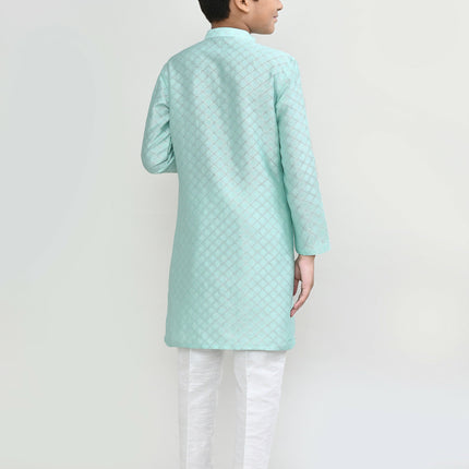 Joban Fashion Cotton Silk Pastel Green Kurta With Straight Fit Pant
