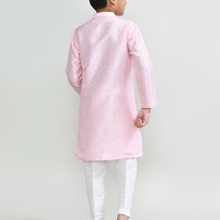 Joban Fashion Cotton Silk Pink Kurta With Straight Fit Pant