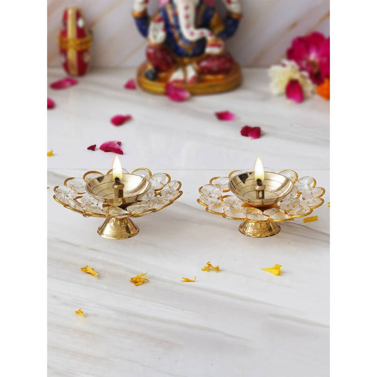 eCraftIndia Gold-Toned 2 Pieces Bowl Shape Diyas
