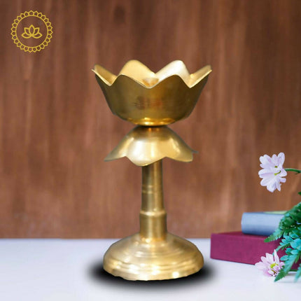 Brass Lotus Diya With Stand