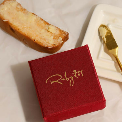 Kundan Gold plated Trillion cut Ring - Ruby Raang